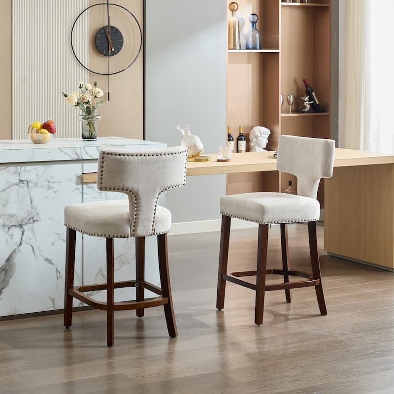 Ostweer Furniture Mid Century Modern Counter Height Gray Bar Stools Set of 2 - Beige