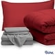 preview thumbnail 37 of 79, Bare Home Bed-in-a-Bag Down Alternative Comforter & Sheet Set Red/Light Grey - Twin