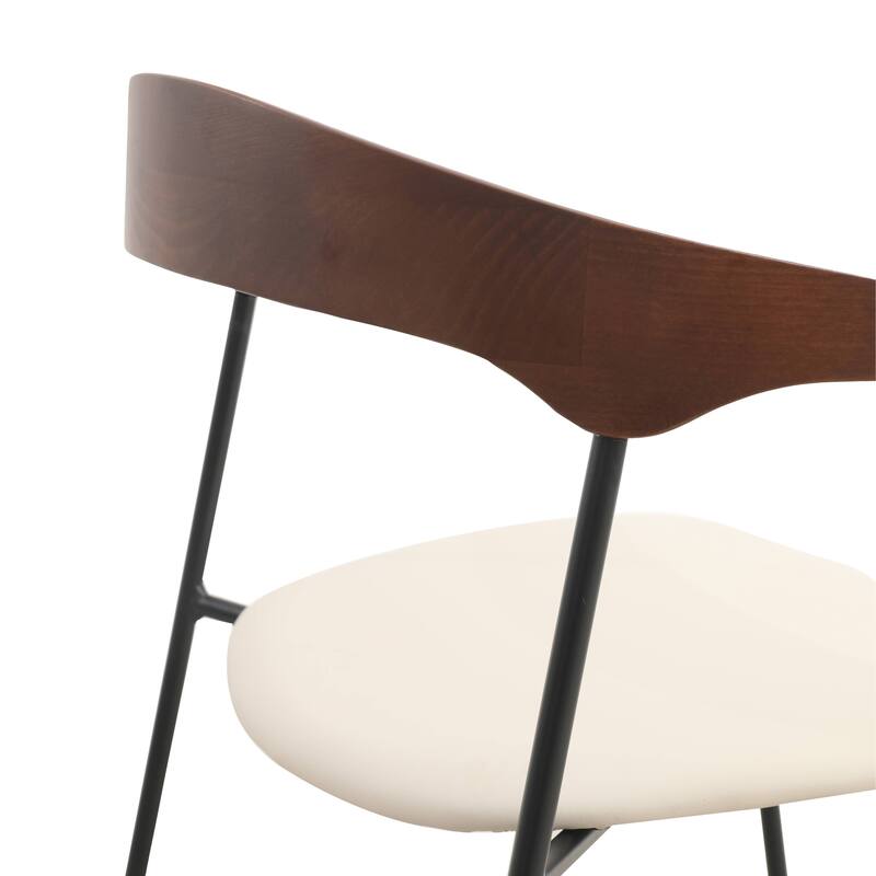 Lyra Modern Dining Chair in Upholstered Faux Leather with Beech Wood Back & Metal Legs by LeisureMod