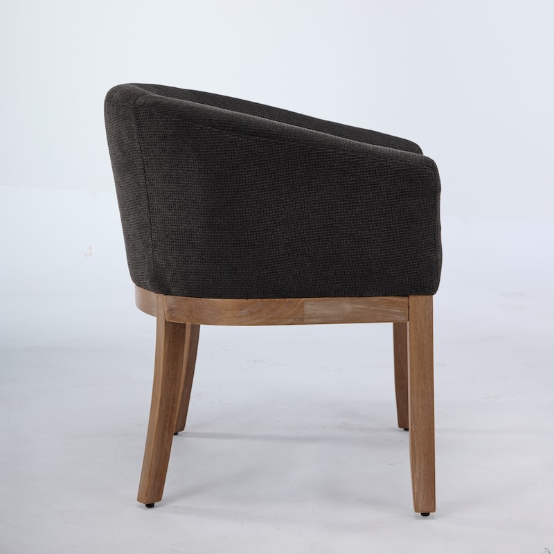 GDF Studio - Winslow Mid-Century Modern Barrel Dining Chair with Arms and Linen Upholstery