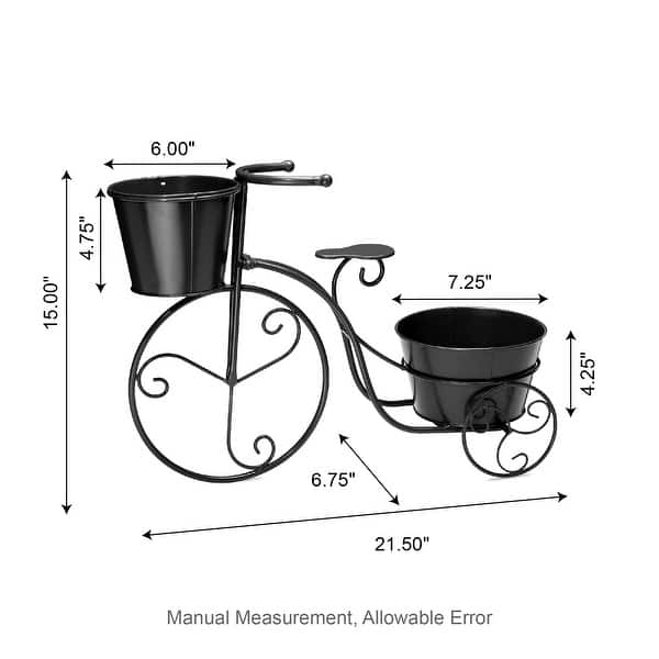 Glitzhome 21.5"L Fall Thanksgiving Farmhouse Metal Bicycle Planter Stands Flower Pot Cart