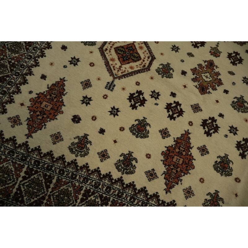 Hand Knotted Oriental 100% Wool Carpet Modern Floral Beige & Ivories Moroccan Area Rug - 10' 1'' X 7' 1''