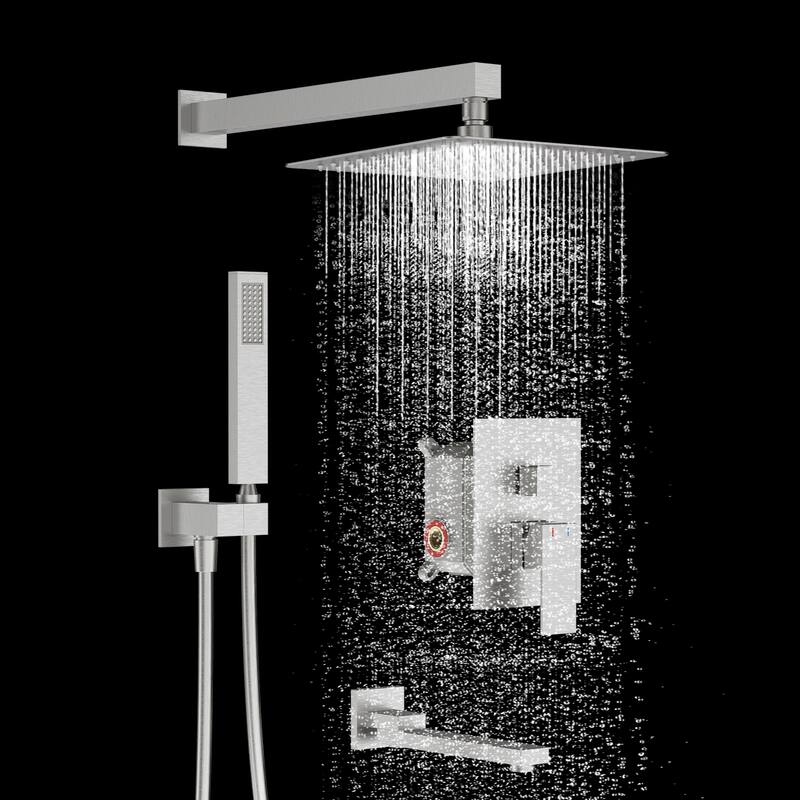 GIVINGTREE 12 inch Tub and Shower Faucet with Rough-In Valve - 12 inch