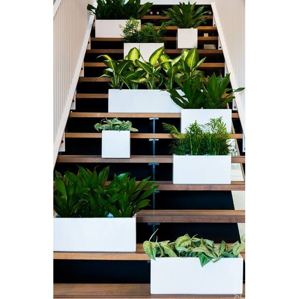 Natural Balcony XL Rectangular Planter Pot Indoor Outdoor Fiberstone Planter Box 32-in - Extra Large - 32"