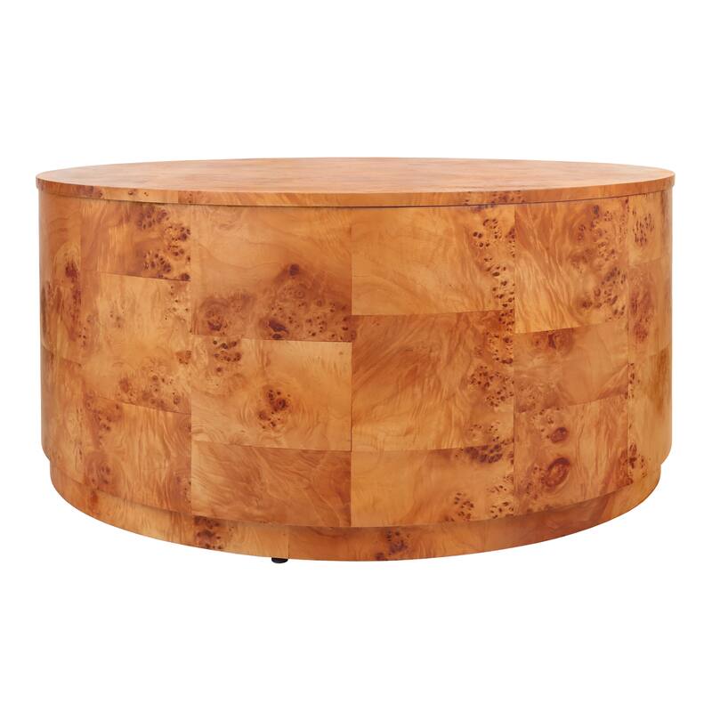 NPD Furniture Arsenio Burl Wood Round Coffee Table or Side/End Table
