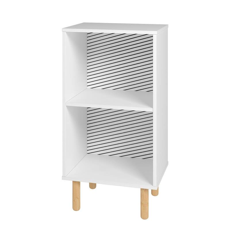 Essex Nightstand with 2 Shelves in White and Zebra