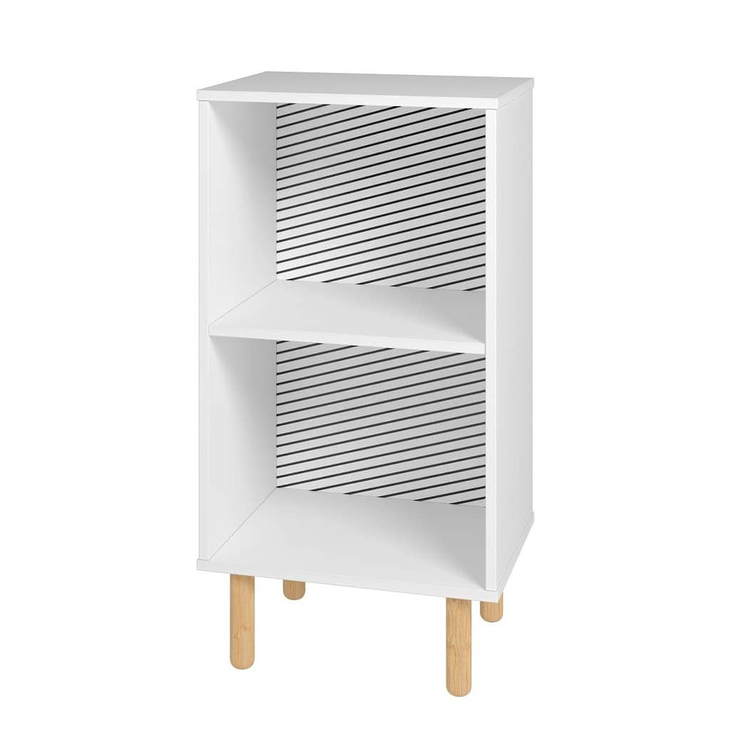 Essex Nightstand with 2 Shelves in White and Zebra