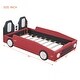 preview thumbnail 3 of 16, Unique design Wooden Twin Size Race Car-Shaped Kids Bed Platform Bed with Wheels, Red