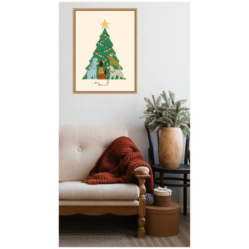 Kate and Laurel Sylvie Framed Canvas Dogmas by Aislinn Simmonds Duchess Plum