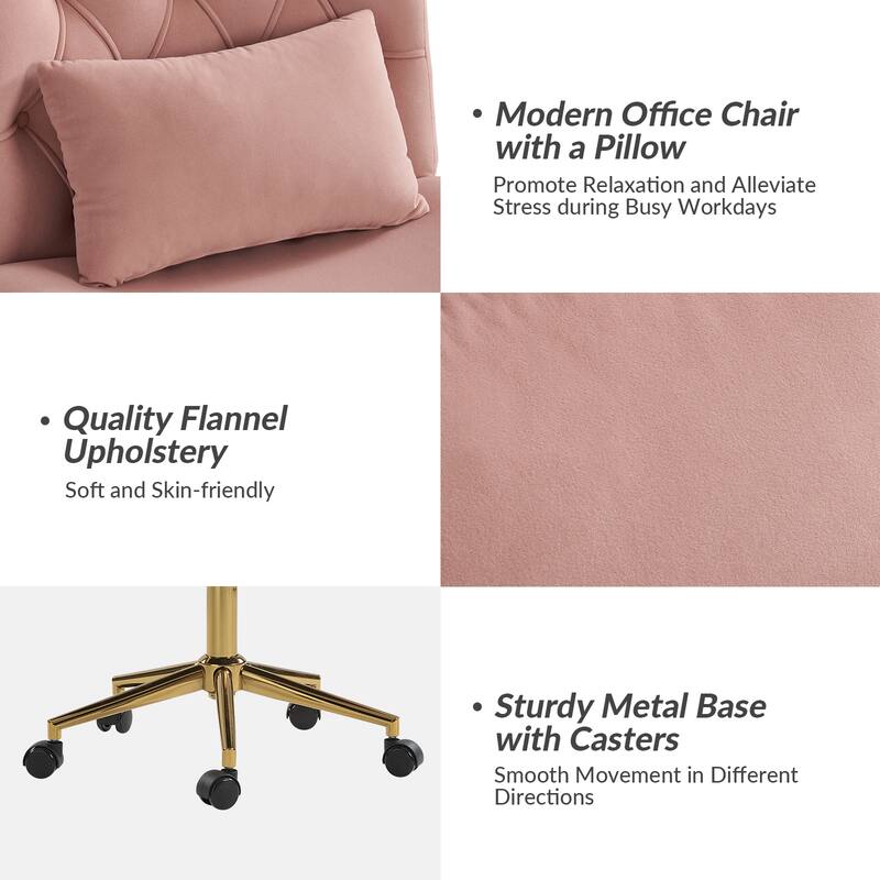 Ollie Modern Flannel Swivel Tilting Office Chair with Pillow by HULALA HOME