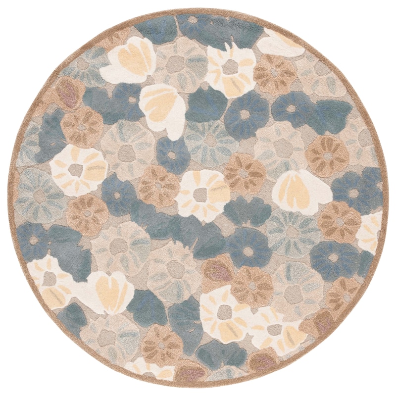 Martha Stewart by SAFAVIEH Poppy Field Wool/ Viscose Rug - 6' Round - Cornucopia Beige