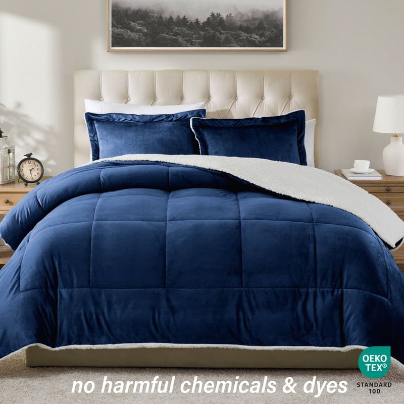 Swift Home Reversible Micromink and Sherpa Down Alternative Bedding Comforter Set