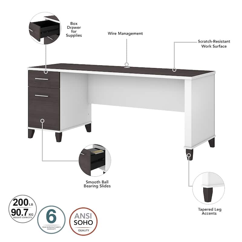 Somerset 72W 3 Position Sit to Stand L Shaped Desk by Bush Furniture