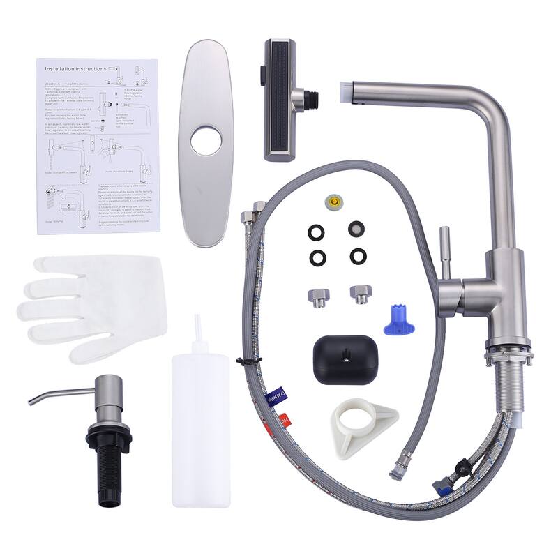 WOWOW Single Handle Waterfall Pull Down Sprayer Kitchen Faucet