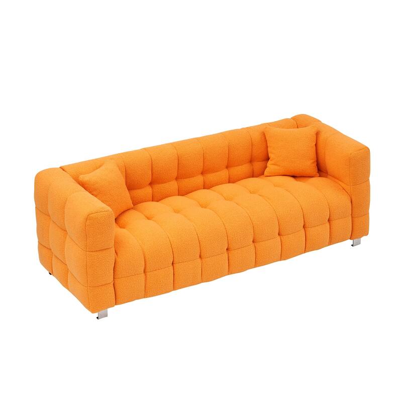 Premium 80-inch Wool Sofa with High-Density Foam Filling and Bonus Cushions
