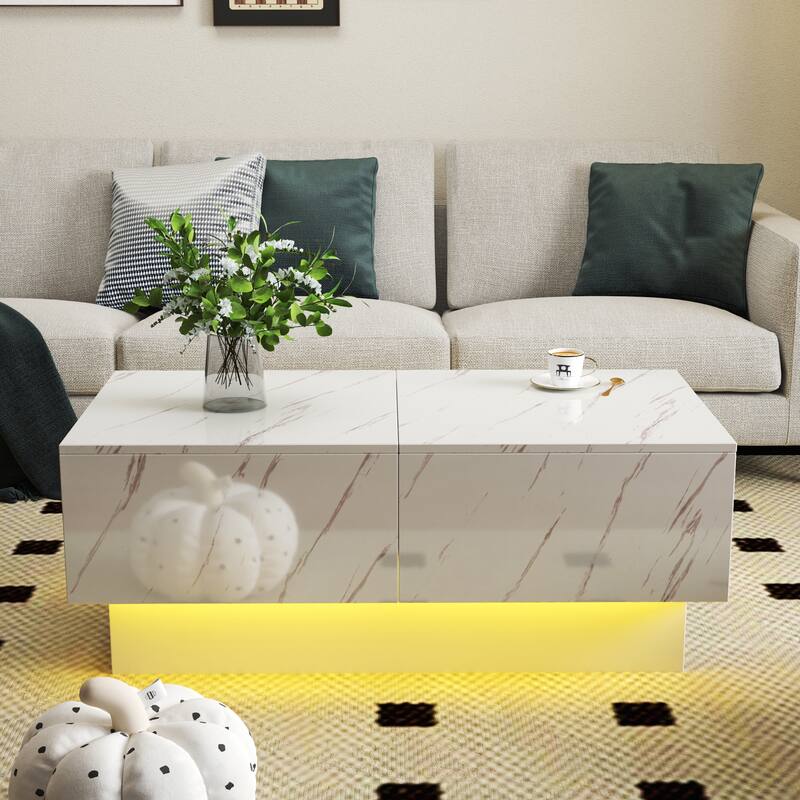 Coffee Table With Sliding Tabletop, Center Table With Hidden Storage Compartment, Extendable Table