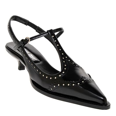 Miu Miu Brushed Leather Brogue Slingbacks