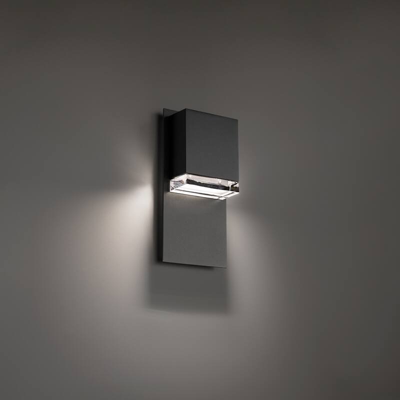 Draped 12in LED Outdoor Wall Light Selectable CCT 2700-3000-3500-4000K set to 2700K in Black