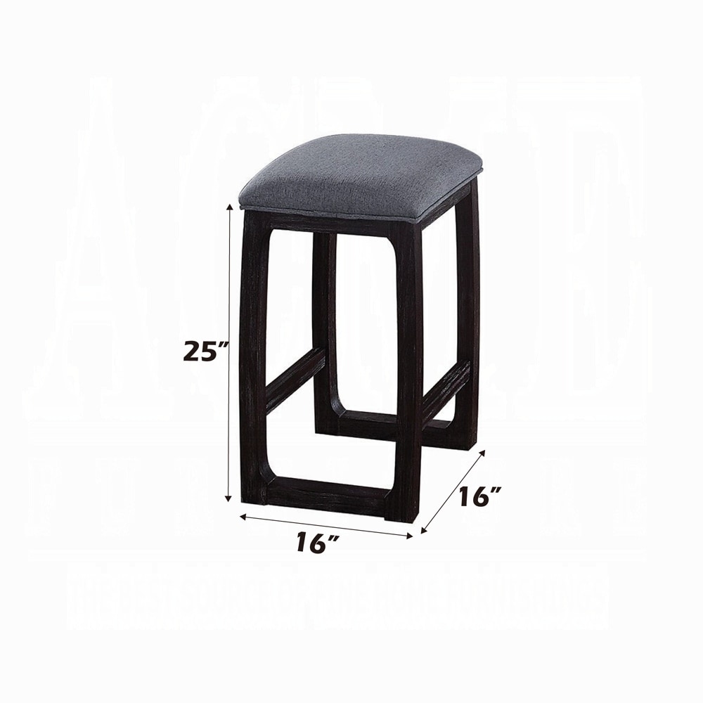 1pc Counter Height Stool with Footrest Padded Seat Cushion Espresso Finish Wood Dining Room Furniture