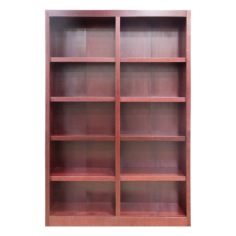 Concepts in Wood Double Wide Wood Bookcase, 10 Shelf, 72 inch Tall