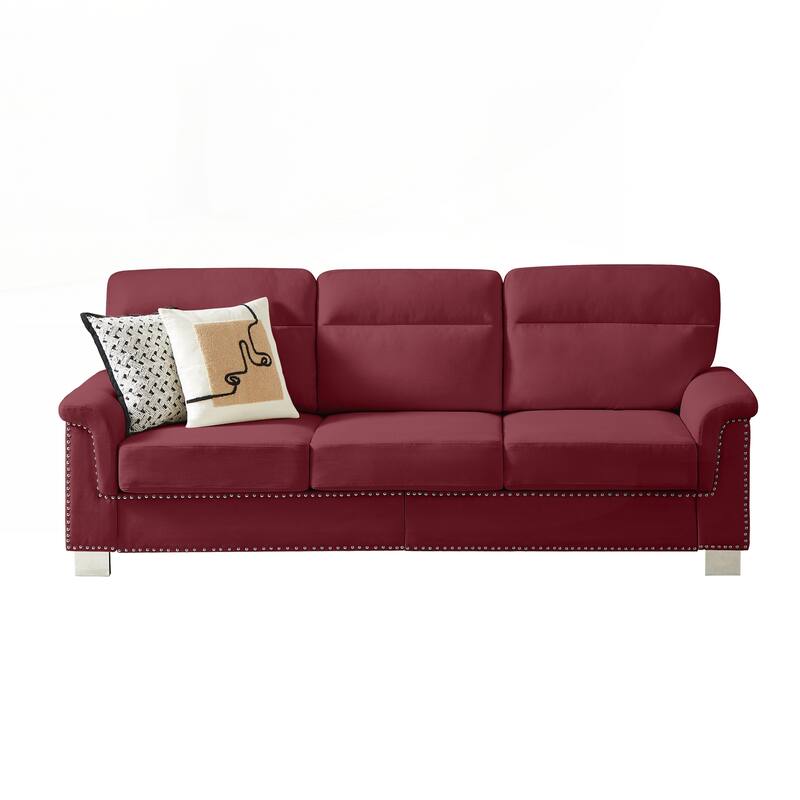 Modern Compressed Snowfleece Fabric 3-Seater Sofa, for Living Room, Bedroom, Office & Entertainment Spaces