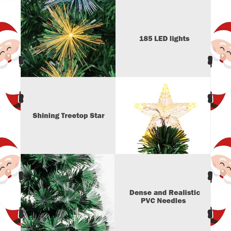 Gymax 5FT/6FT/7FT Pre-lit Fiber Optic ArtificialChristmas Tree w/LED - See Details