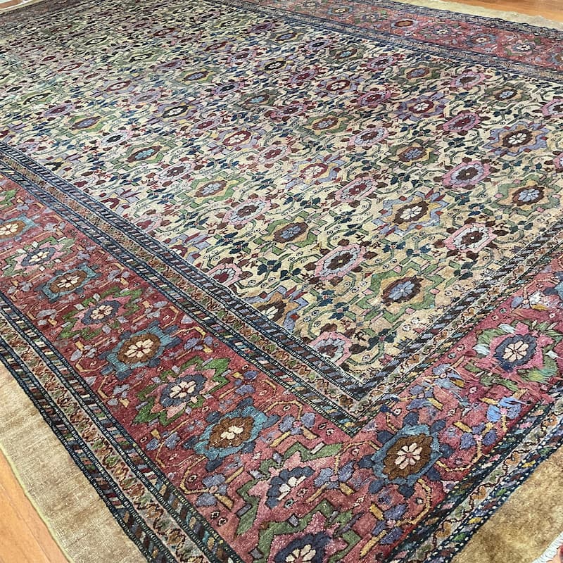 HERAT ORIENTAL Handmade 1880's Antique Meshkabad Wool Rug - 11'6" x 17'6"
