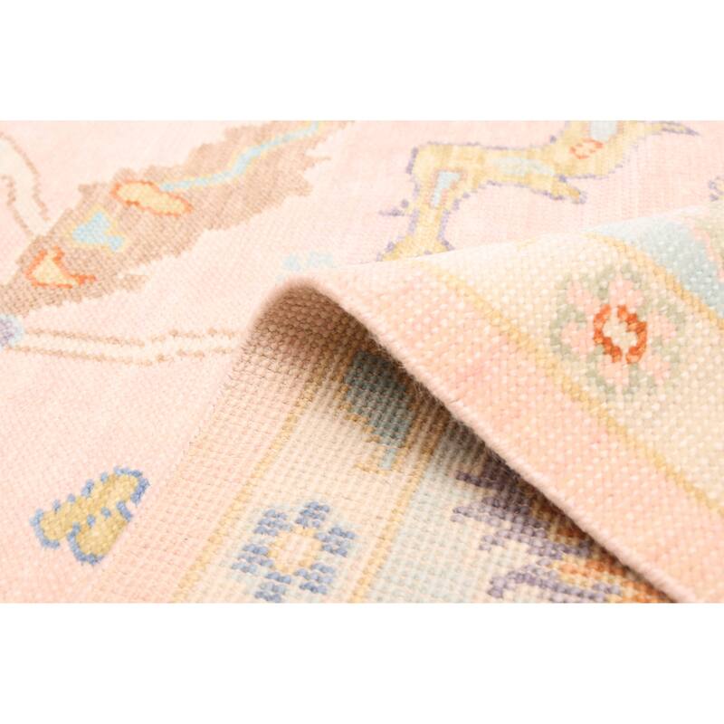 ECARPETGALLERY Hand-knotted Modern Oushak Pink Wool Rug - 8'0 x 10'0