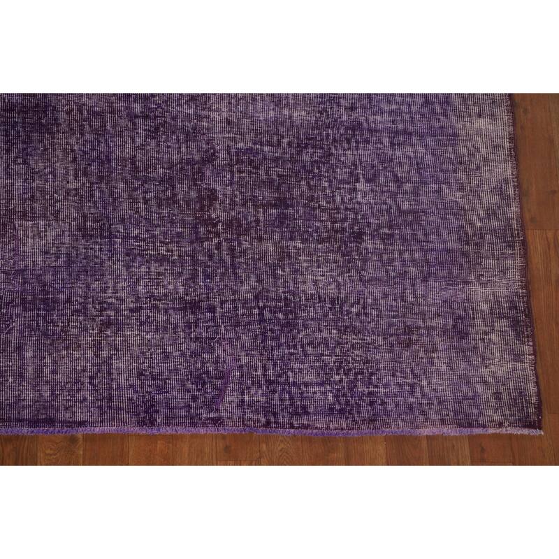 Distressed Anatolian Turkish Vintage Rug Handmade Purple Wool Carpet - 8'1" x 11'8"