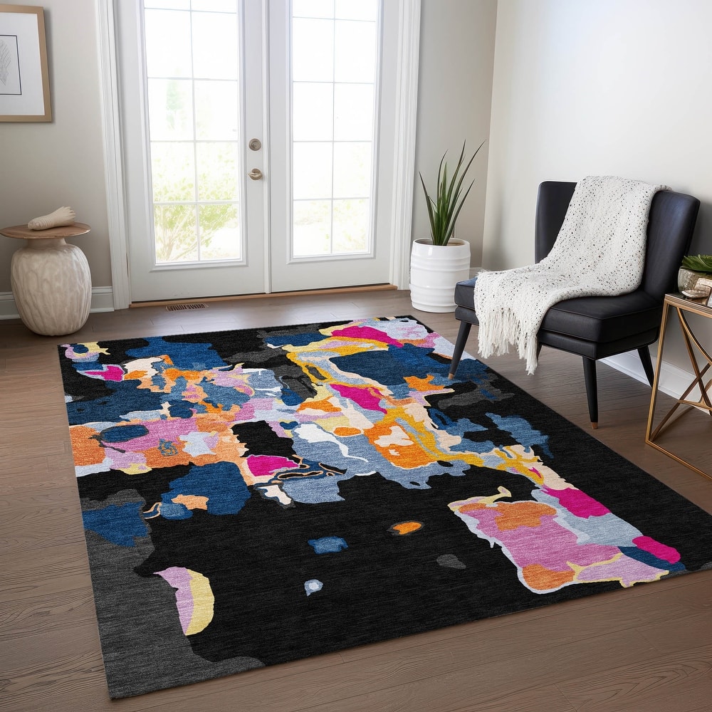 Machine Washable Indoor/ Outdoor Abstract Glam Chantille Rug