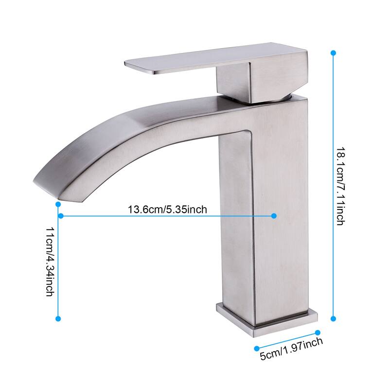 Single Handle Waterfall Bathroom Sink Faucet with Waterfall Spout, Rust and Corrosion Resistant, Easy Clean