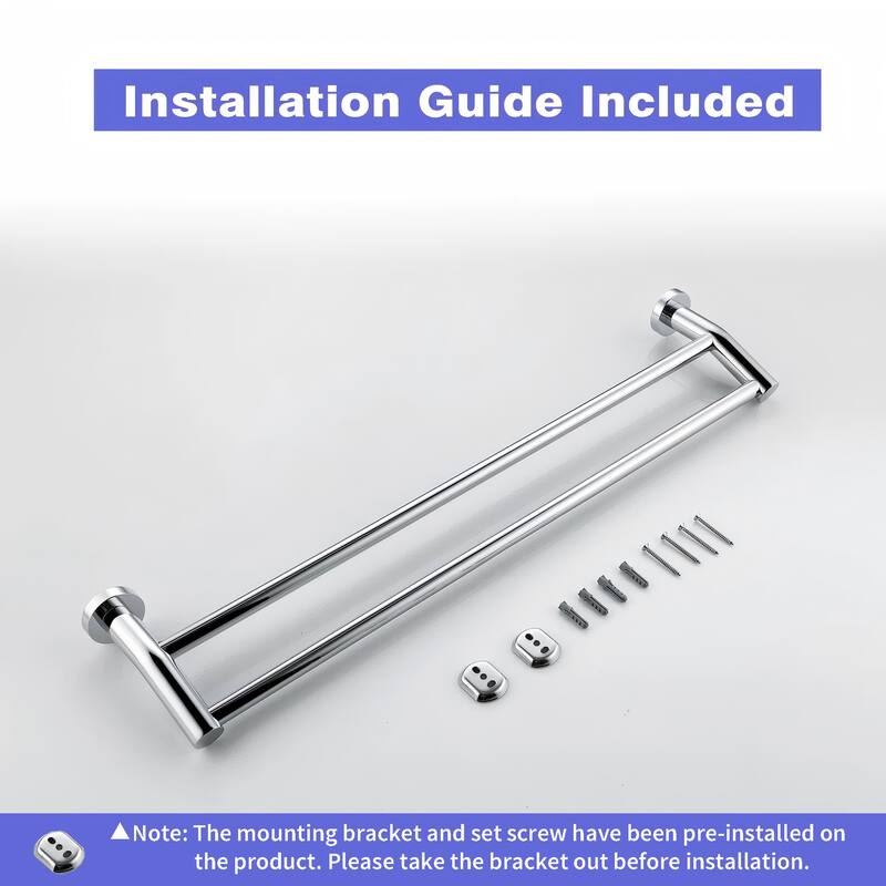 2-Pack Stainless Steel 24 in. Wall Mounted Double Towel Bar Towel Rack