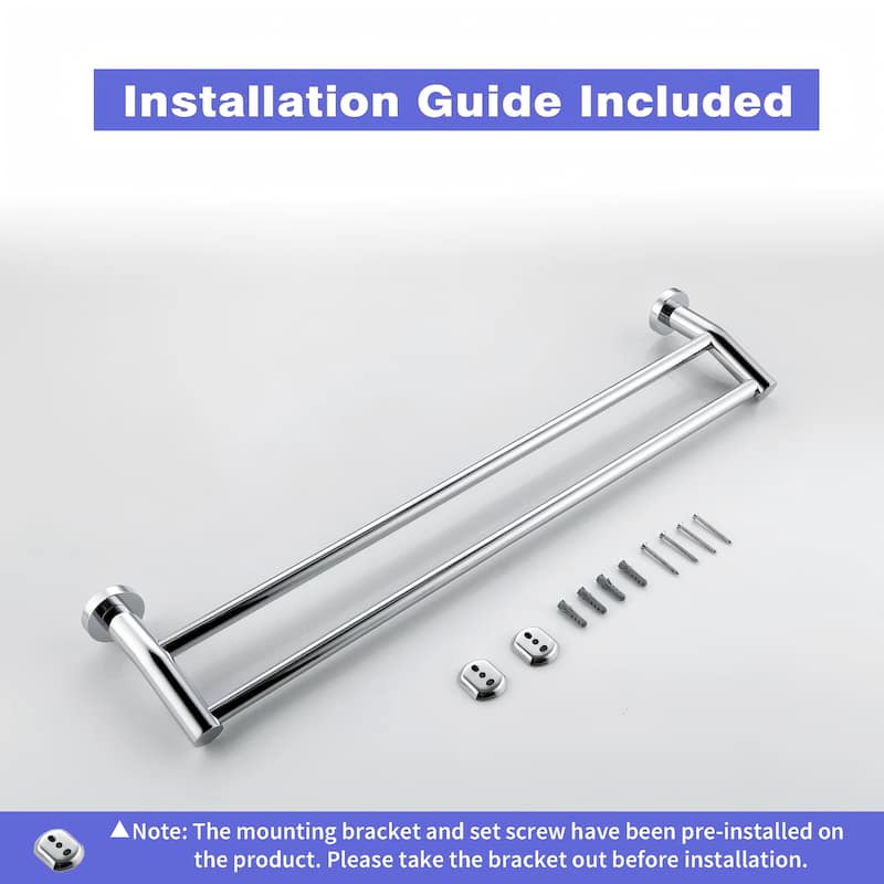 Stainless Steel 24 in. Wall Mounted Double Towel Bar Towel Rack