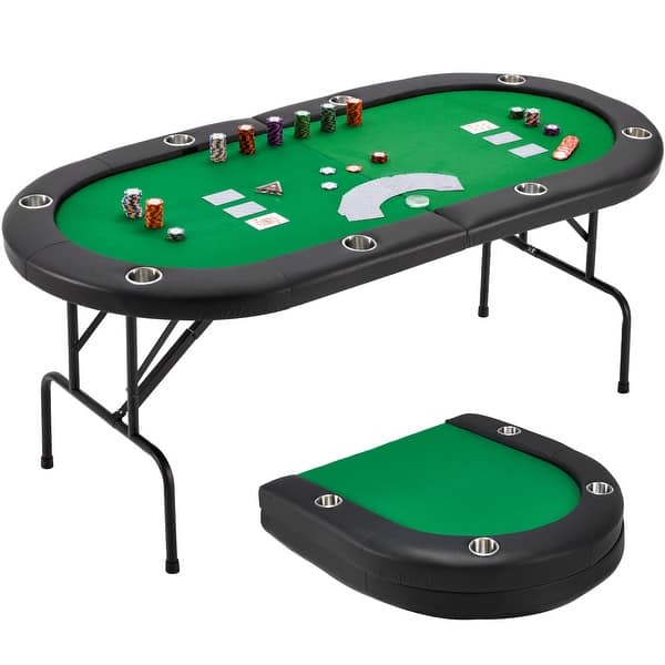 Table De Poker Pliable 9 Joueurs AVAWING – Professionnelle Avec Porte-Gobelets Inox Et Rangement Jetons