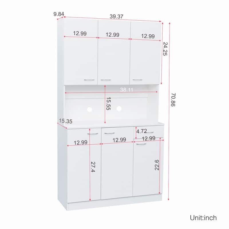 Modern Kitchen Pantry Cabinet with Doors,Wood Kitchen Storage Cabinet