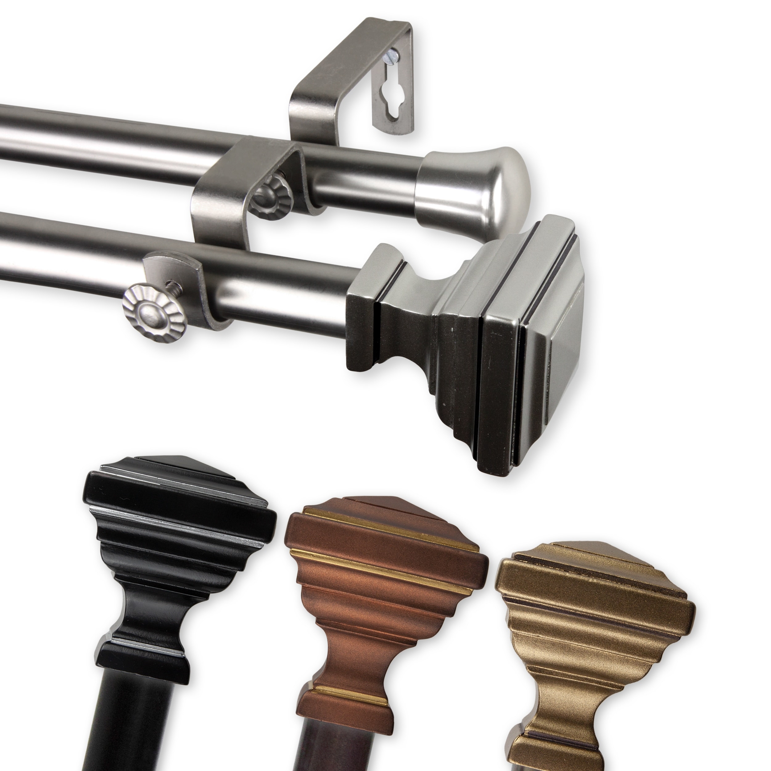 InStyleDesign Saturnino Adjustable Double Curtain Rod 13/16 inch dia.