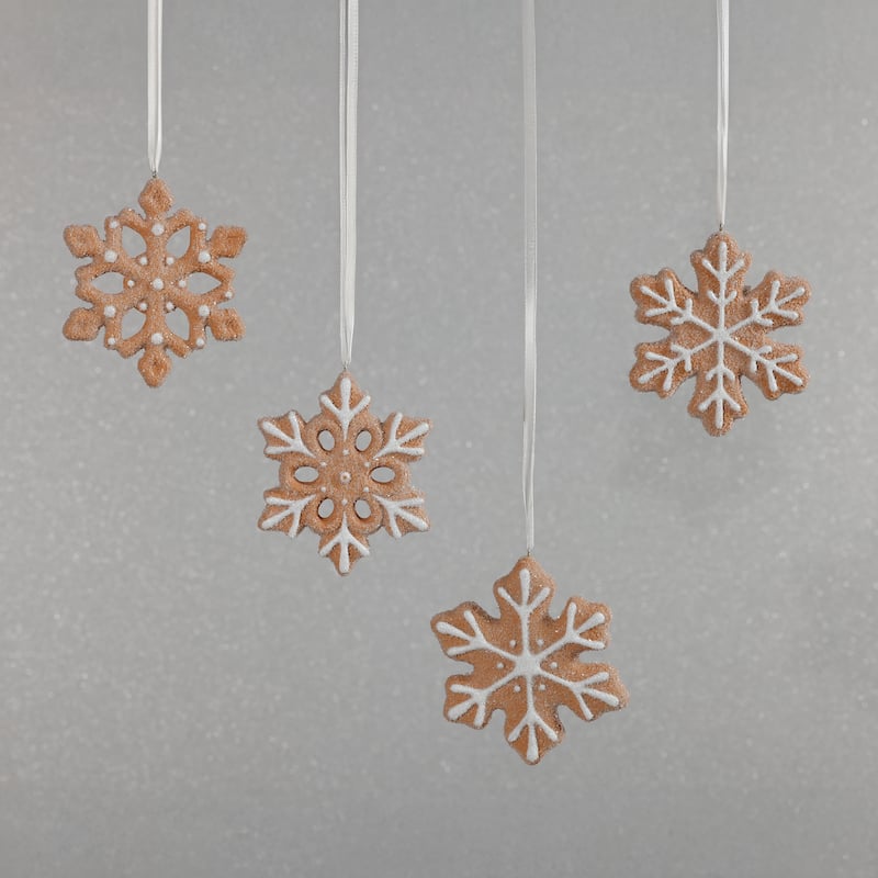 Assorted Cookie Christmas Ornaments, 8 Hanging Pieces (2 Sets of 4), Snowflake