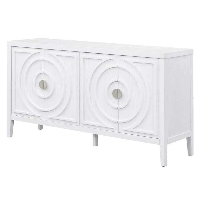 Retro Sideboard Round Metal Door Handle Two Large Cabinets Adjustable Shelves