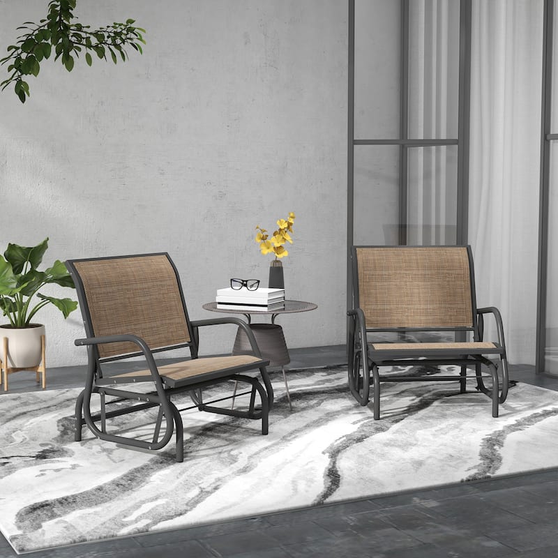 Outsunny Glider/Rocking Chair Set with Breathable Mesh Fabric, Curved Armrest