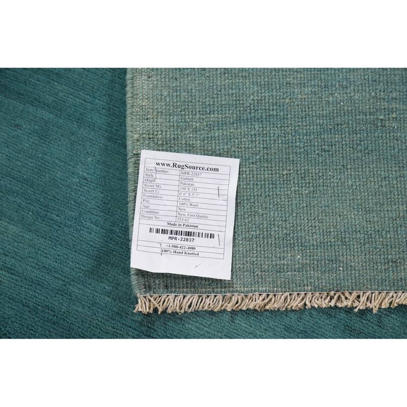 Turquoise Blue Modern Gabbeh Oriental Area Rug Handmade Wool Carpet - 5'1" x 6'6"