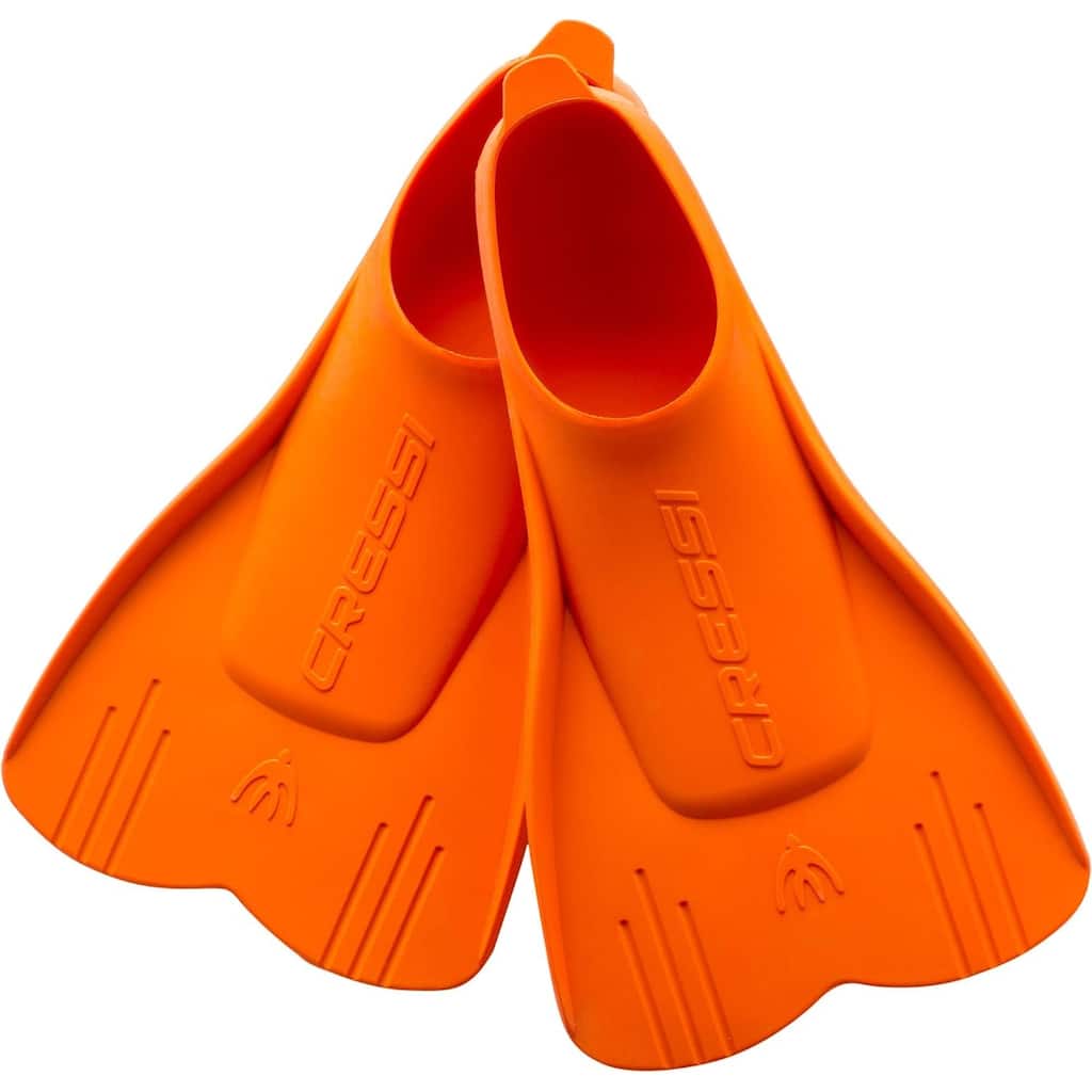 Short Floating Swimming Fins for Kids, Orange, Size Size 11.5 - 13 US