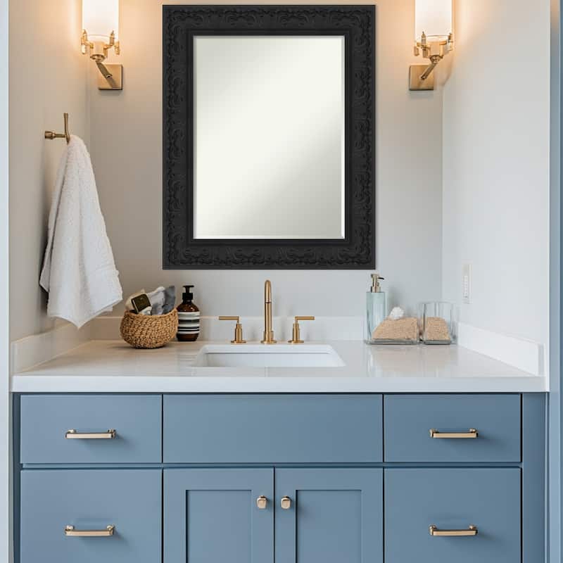 Luxe Half-Inch-Bevel Framed Bathroom Vanity Wall Mirror