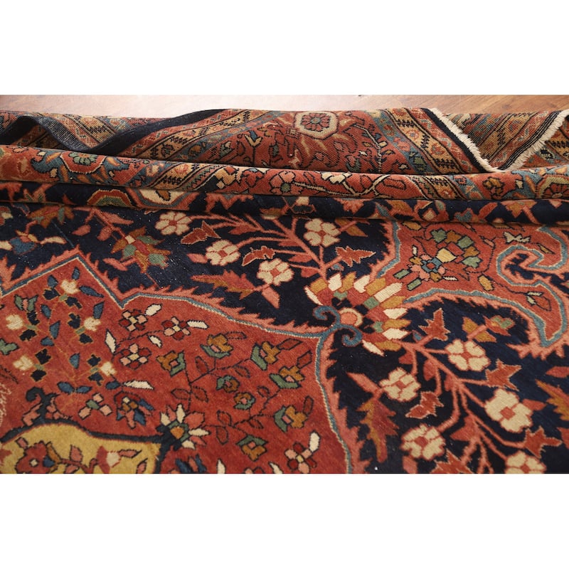 Vegetable Dye Sarouk Farahan Persian Area Rug Hand-Knotted Wool Carpet - 9'1"x 12'6"
