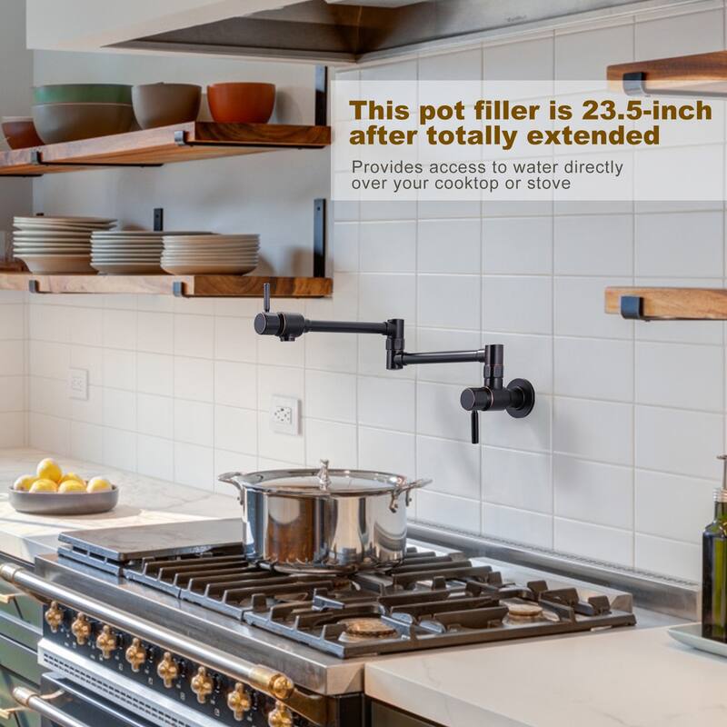 WOWOW Wall Mounted Pot Filler Faucet with Double Joint Swing Arms