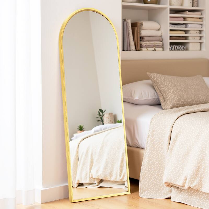 Full Length Mirror with Stand, Floor Mirror with Aluminum Alloy Frame for Bedroom, Standing Full Body Mirror for Wall, Cloakroom