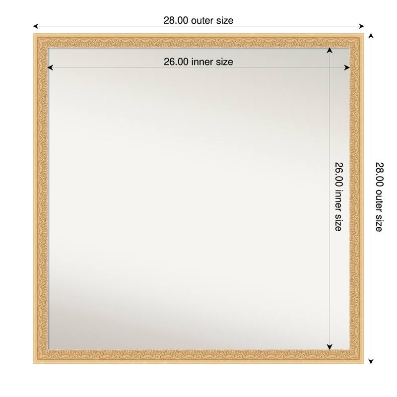Bethany Non-Beveled Wood Framed Bathroom Vanity Wall Mirror - 28 x 28 in - Bethany Gold