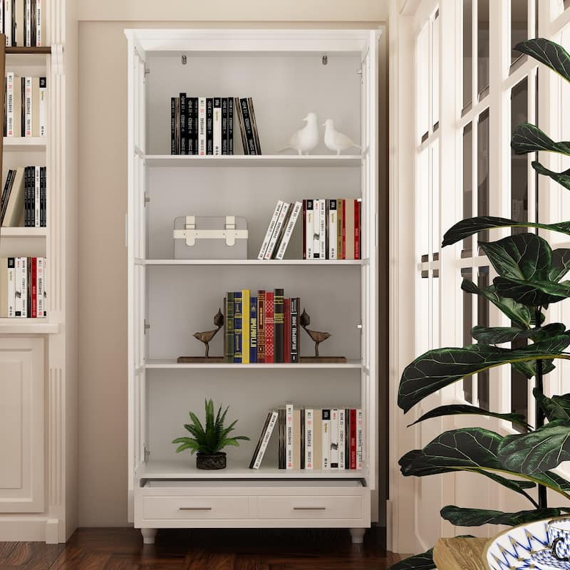 Tall Bookcase Storage Cabinet Pantry Cabinet Wooden Bookshelf Display - 36.2"X70.9"