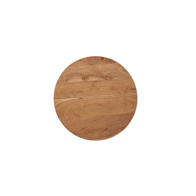 HomeRoots 24" Brown and Black Solid Wood And Iron Round Cross Legs End Table - 22.00 in. x 24.00 in. x 22.00 in.
