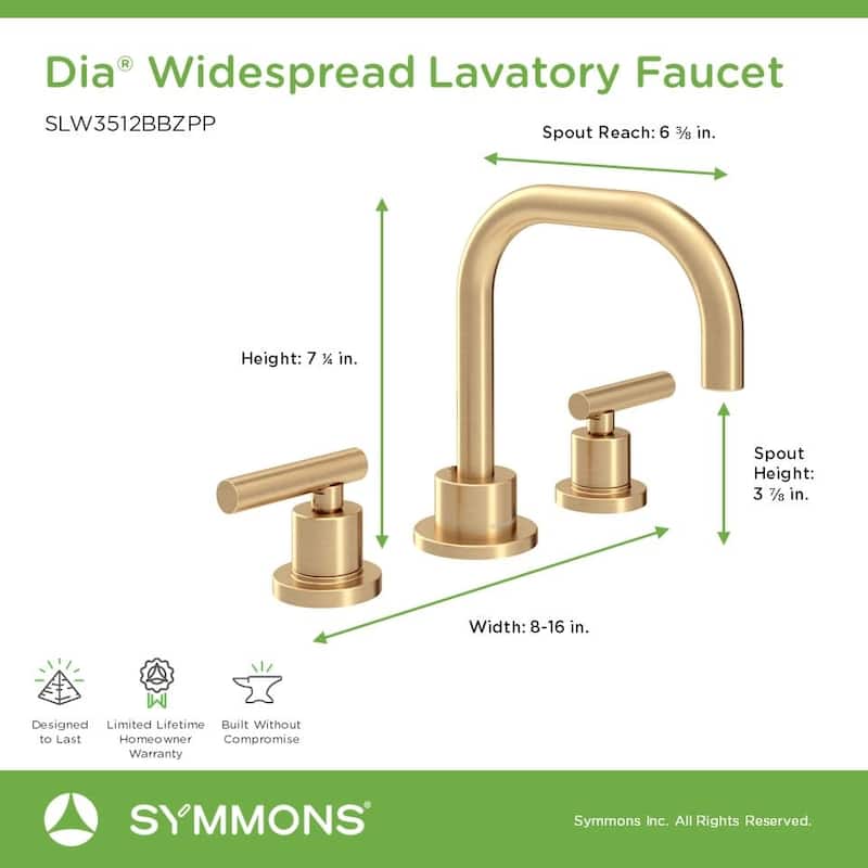 Symmons SLW3512PP Dia 1.0 GPM Widespread Bathroom Faucet with Push Pop