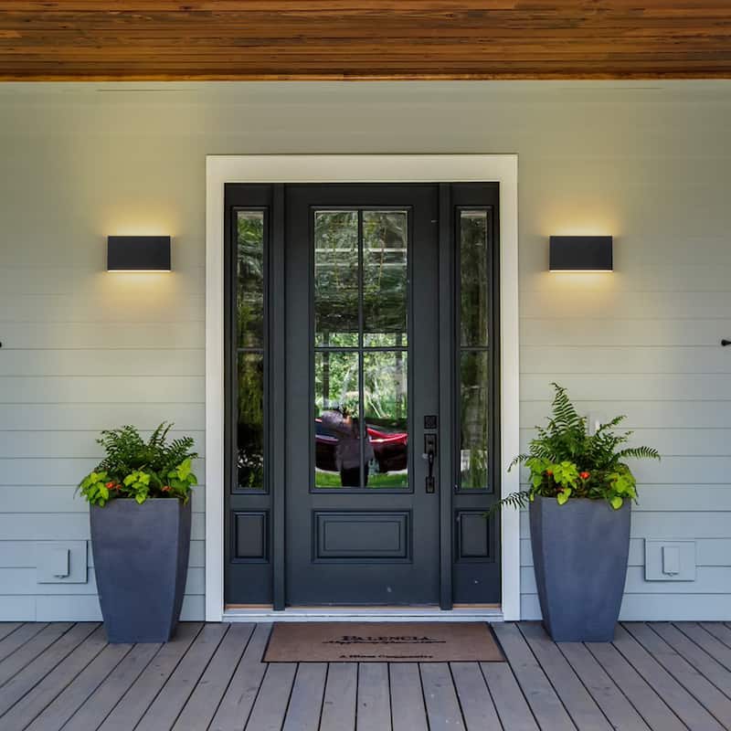 9.8"W Outdoor Rectangular Integrated LED Wall Sconce - 5.5-in H x 9.8-in W x 1.8-in D